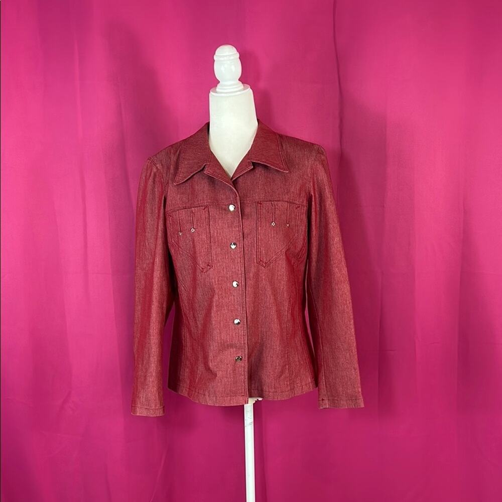 Vintage 80s or 90s Lucien Daunois fitted red jacket size 42 or med